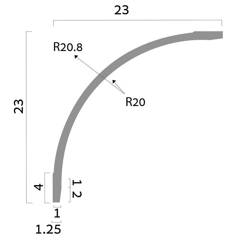 פרופיל ריכוך קיר / תקרה - BD 200 / 200